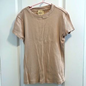 XS beige ribbed tee